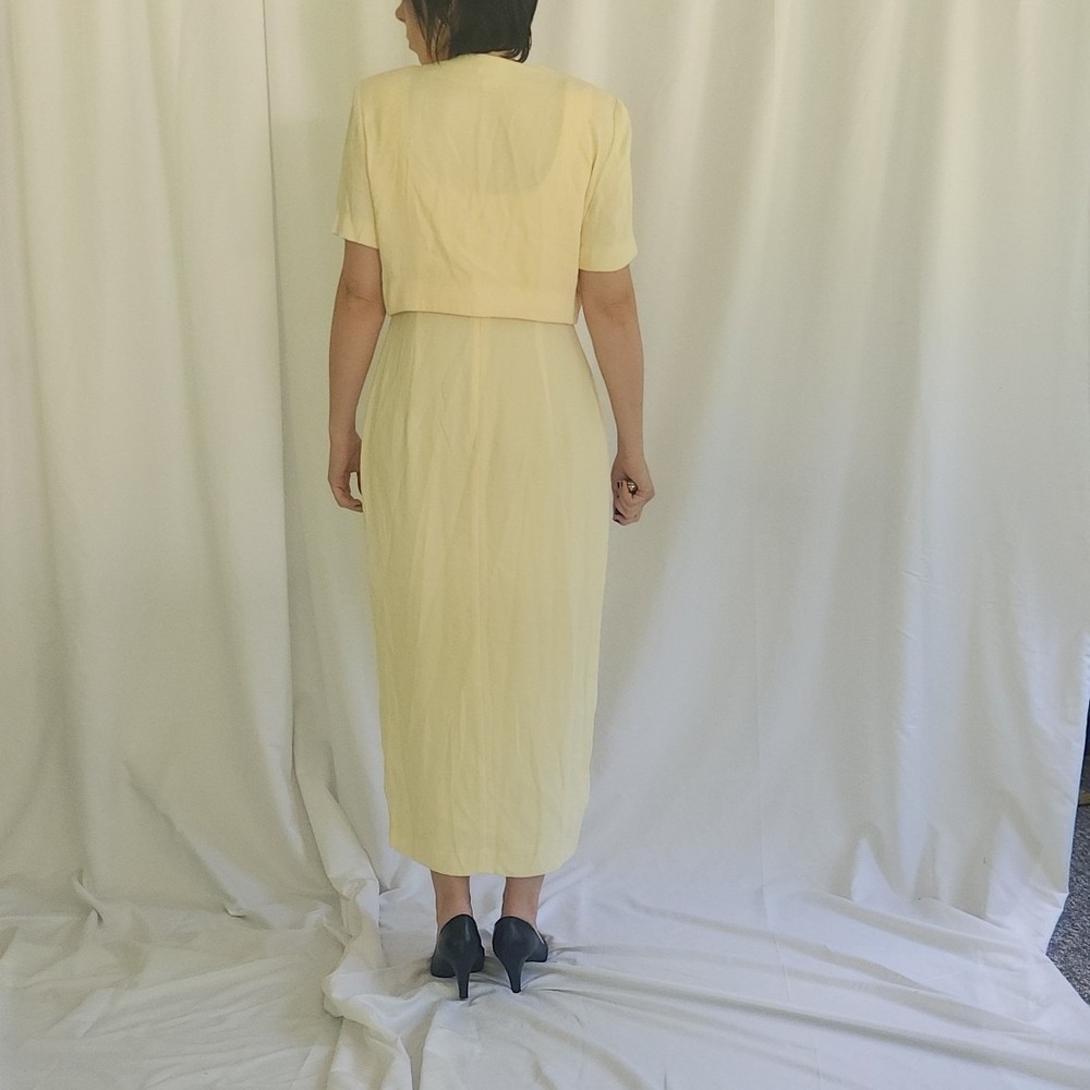90s Cream Sleeveless Gown with Jacket - Picture 3 of 7